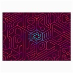 Circuit Hexagonal Geometric Pattern Background Purple Large Glasses Cloth (2 Sides) Back