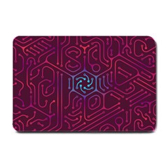 Circuit Hexagonal Geometric Pattern Background Purple Small Doormat by Jancukart