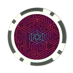 Circuit Hexagonal Geometric Pattern Background Purple Poker Chip Card Guard