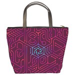 Circuit Hexagonal Geometric Pattern Background Purple Bucket Bag Back