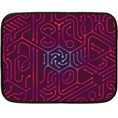 Circuit Hexagonal Geometric Pattern Background Purple Two Sides Fleece Blanket (mini)