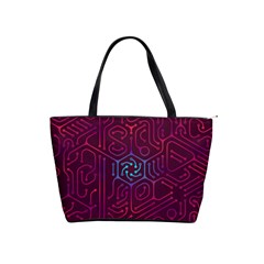 Circuit Hexagonal Geometric Pattern Background Purple Classic Shoulder Handbag