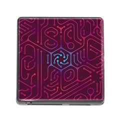 Circuit Hexagonal Geometric Pattern Background Purple Memory Card Reader (square 5 Slot)