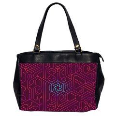 Circuit Hexagonal Geometric Pattern Background Purple Oversize Office Handbag (2 Sides)