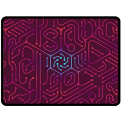 Circuit Hexagonal Geometric Pattern Background Purple Fleece Blanket (large)