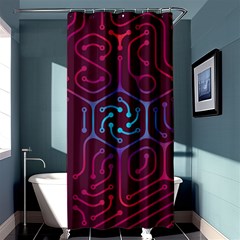 Circuit Hexagonal Geometric Pattern Background Purple Shower Curtain 36  X 72  (stall) 