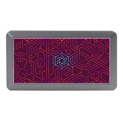 Circuit Hexagonal Geometric Pattern Background Purple Memory Card Reader (mini)