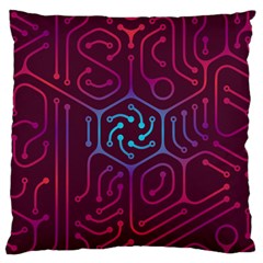 Circuit Hexagonal Geometric Pattern Background Purple Large Cushion Case (two Sides)