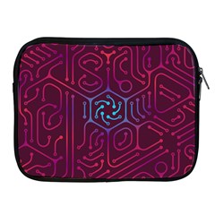 Circuit Hexagonal Geometric Pattern Background Purple Apple Ipad 2/3/4 Zipper Cases