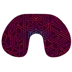 Circuit Hexagonal Geometric Pattern Background Purple Travel Neck Pillow