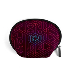 Circuit Hexagonal Geometric Pattern Background Purple Accessory Pouch (small)