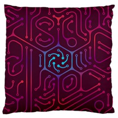 Circuit Hexagonal Geometric Pattern Background Purple Standard Premium Plush Fleece Cushion Case (one Side) by Jancukart