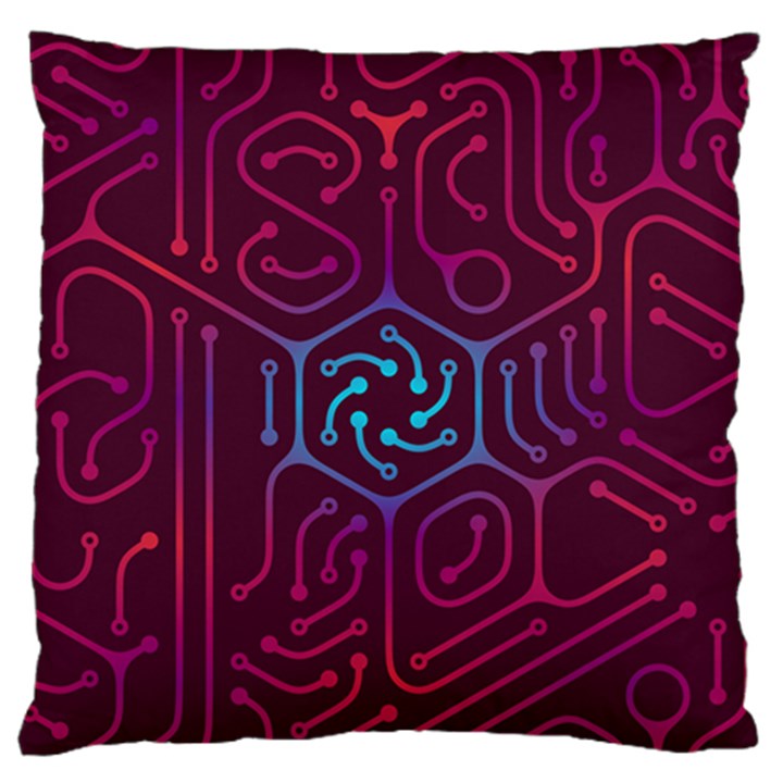 Circuit Hexagonal Geometric Pattern Background Purple Standard Premium Plush Fleece Cushion Case (One Side)