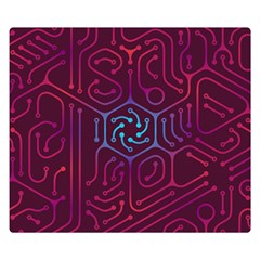 Circuit Hexagonal Geometric Pattern Background Purple Two Sides Premium Plush Fleece Blanket (small)