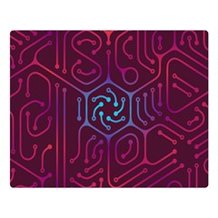 Circuit Hexagonal Geometric Pattern Background Purple Two Sides Premium Plush Fleece Blanket (large)