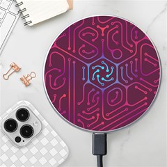 Circuit Hexagonal Geometric Pattern Background Purple Wireless Fast Charger(white) by Jancukart