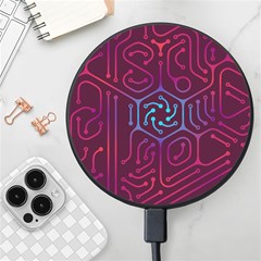 Circuit Hexagonal Geometric Pattern Background Purple Wireless Fast Charger(black)