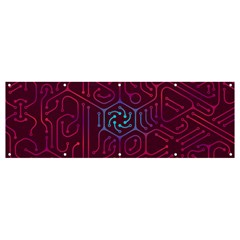 Circuit Hexagonal Geometric Pattern Background Purple Banner And Sign 12  X 4 