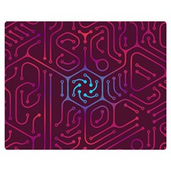 Circuit Hexagonal Geometric Pattern Background Purple Premium Plush Fleece Blanket (medium)