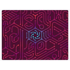 Circuit Hexagonal Geometric Pattern Background Purple Two Sides Premium Plush Fleece Blanket (extra Small)