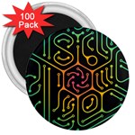 Circuit Hexagonal Geometric Pattern Background Pattern 3  Magnets (100 pack) Front