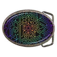 Circuit Hexagonal Geometric Pattern Background Pattern Belt Buckles