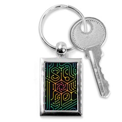 Circuit Hexagonal Geometric Pattern Background Pattern Key Chain (rectangle)