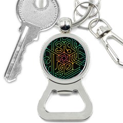 Circuit Hexagonal Geometric Pattern Background Pattern Bottle Opener Key Chain