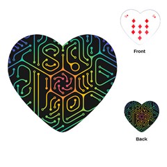 Circuit Hexagonal Geometric Pattern Background Pattern Playing Cards Single Design (heart)