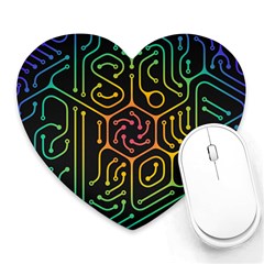 Circuit Hexagonal Geometric Pattern Background Pattern Heart Mousepad by Jancukart