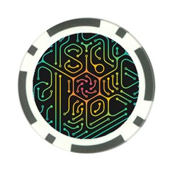 Circuit Hexagonal Geometric Pattern Background Pattern Poker Chip Card Guard