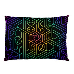 Circuit Hexagonal Geometric Pattern Background Pattern Pillow Case