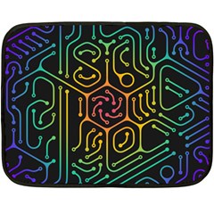 Circuit Hexagonal Geometric Pattern Background Pattern Two Sides Fleece Blanket (mini)