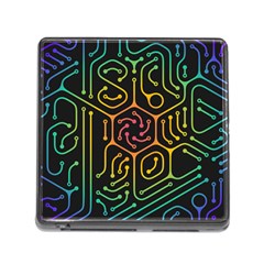 Circuit Hexagonal Geometric Pattern Background Pattern Memory Card Reader (square 5 Slot)