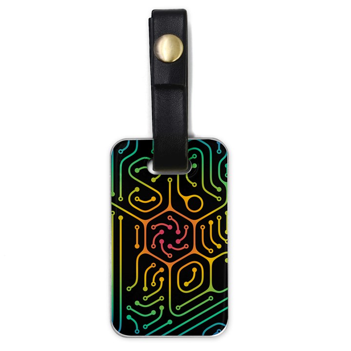 Circuit Hexagonal Geometric Pattern Background Pattern Luggage Tag (one side)