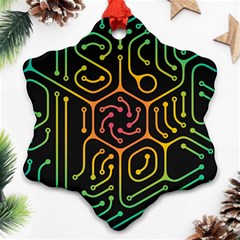 Circuit Hexagonal Geometric Pattern Background Pattern Ornament (snowflake)