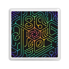 Circuit Hexagonal Geometric Pattern Background Pattern Memory Card Reader (square)