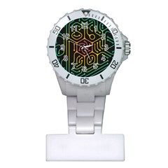 Circuit Hexagonal Geometric Pattern Background Pattern Plastic Nurses Watch