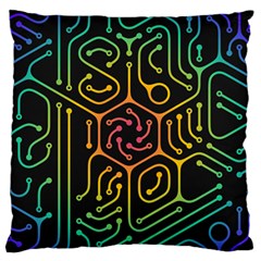 Circuit Hexagonal Geometric Pattern Background Pattern Standard Premium Plush Fleece Cushion Case (one Side)