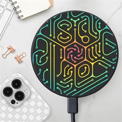 Circuit Hexagonal Geometric Pattern Background Pattern Wireless Fast Charger(black)