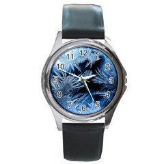 Pattern Frosty Frost Glass Round Metal Watch by Jancukart