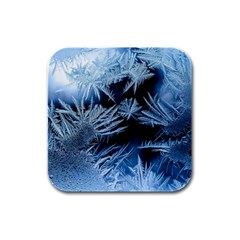 Pattern Frosty Frost Glass Rubber Square Coaster (4 Pack) by Jancukart