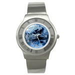 Pattern Frosty Frost Glass Stainless Steel Watch Front