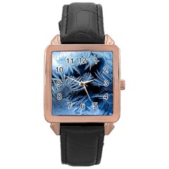 Pattern Frosty Frost Glass Rose Gold Leather Watch  by Jancukart