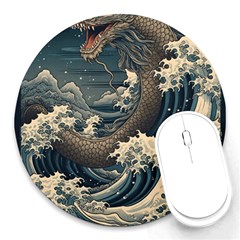 Sea Dragon Kanagawa Sea Monster Round Mousepad