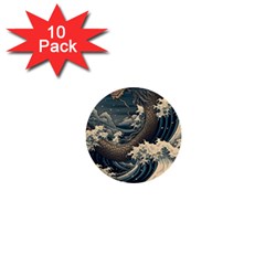 Sea Dragon Kanagawa Sea Monster 1  Mini Buttons (10 Pack) 