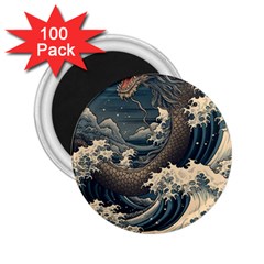 Sea Dragon Kanagawa Sea Monster 2 25  Magnets (100 Pack)  by Jancukart