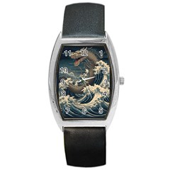 Sea Dragon Kanagawa Sea Monster Barrel Style Metal Watch by Jancukart