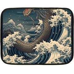 Sea Dragon Kanagawa Sea Monster Two Sides Fleece Blanket (mini)