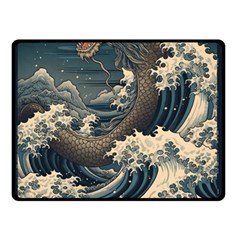 Sea Dragon Kanagawa Sea Monster Two Sides Fleece Blanket (small) by Jancukart